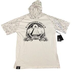 Switch Remarkable Mens XL White Short Sleeve Hoodie All Knowing Eye‎ Graphic NWT